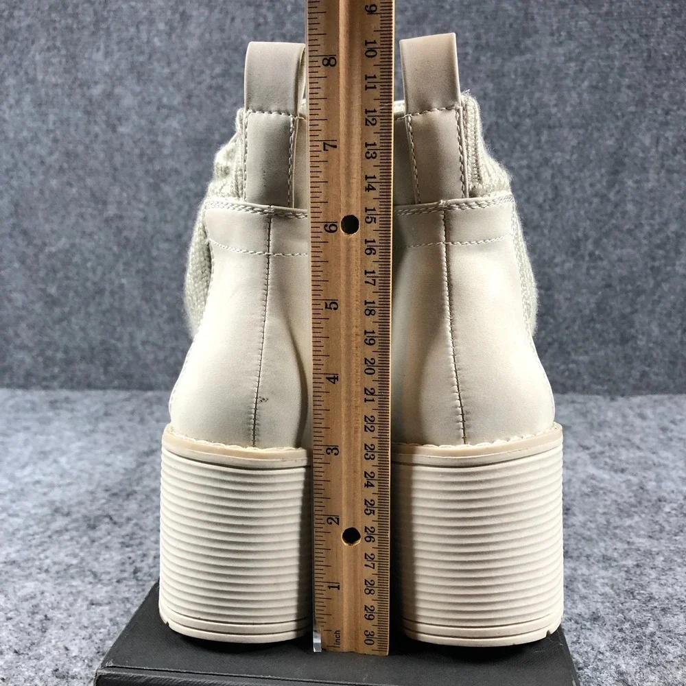 Steve Madden Wedge Booties Women's 9 Ivory Faux Leather Paisley Zip Up Boots - Picture 7 of 14